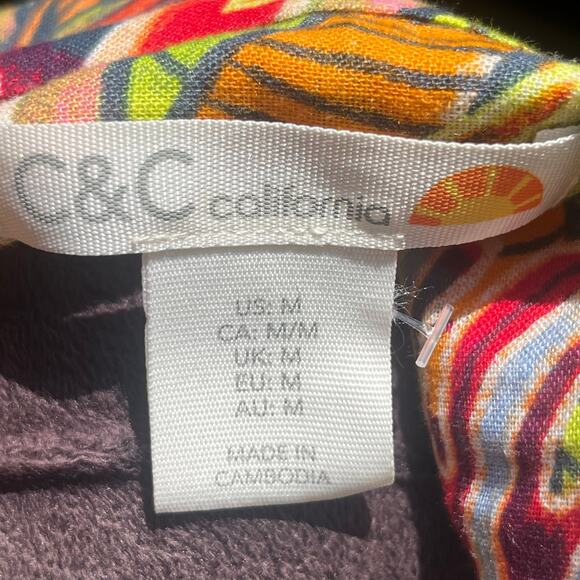 C & C CALIFORNIA Tropical Leaf Patterned Overshirt Swimsuit Cover Up Sz M - Picture 5 of 6